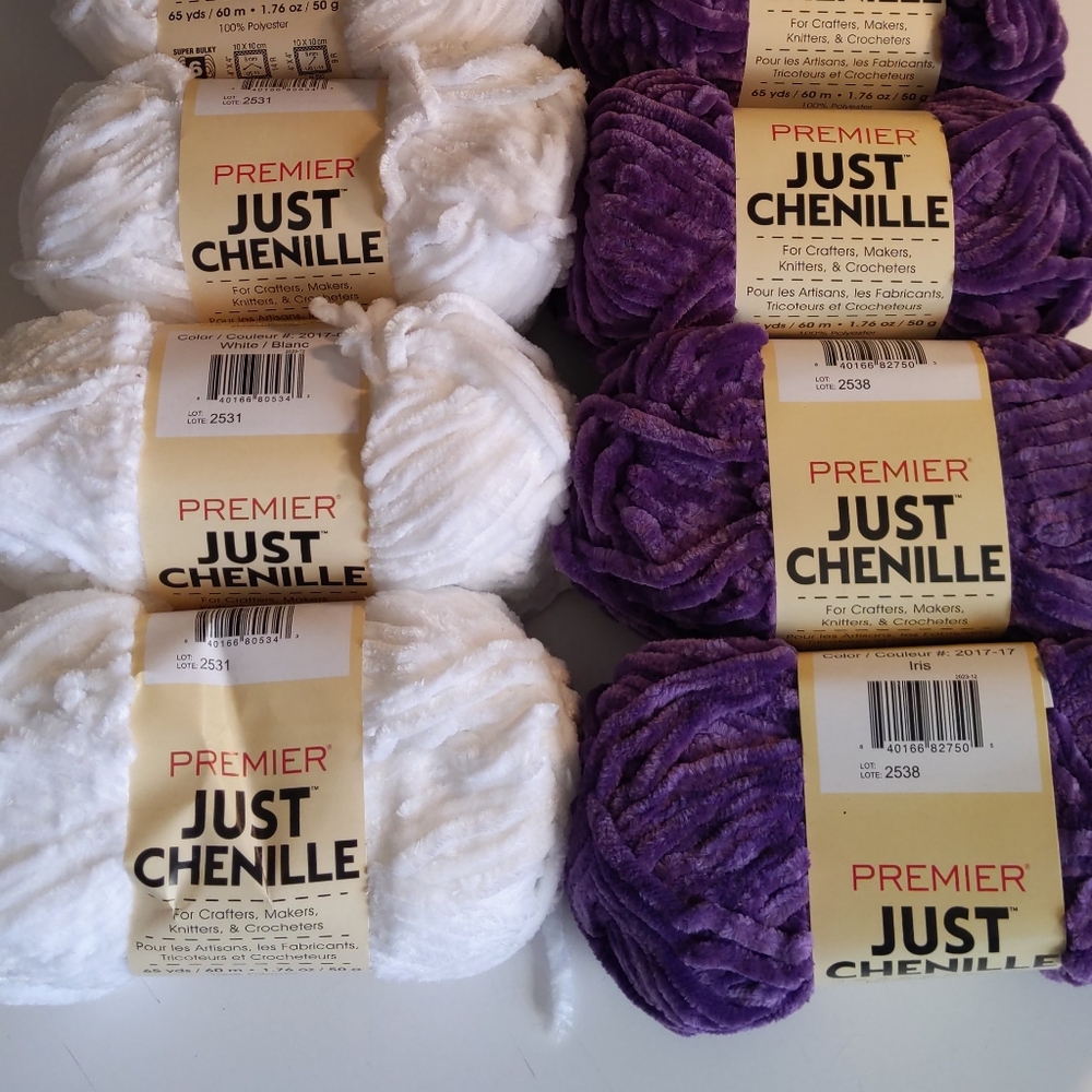 6 SKEINS PREMIER YARN ,IRIS+ WHITE